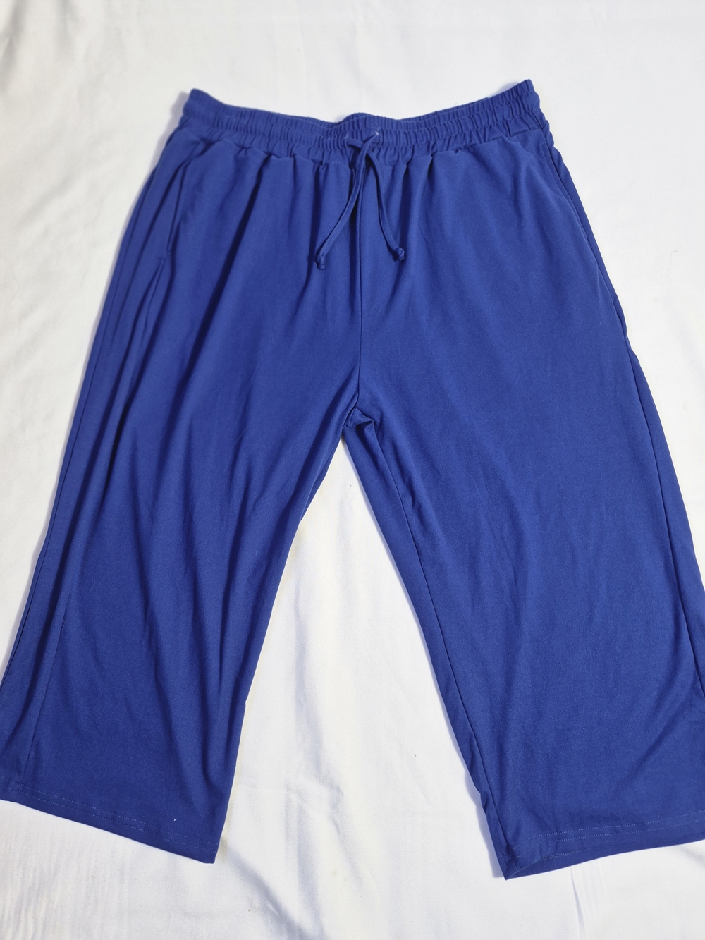 Women Blue Elastic Waist Capri with Drawstring XXL NEW